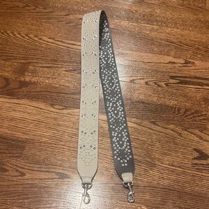 Leather Studded Reversible Purse or Guitar Strap Tan and Dark Brown